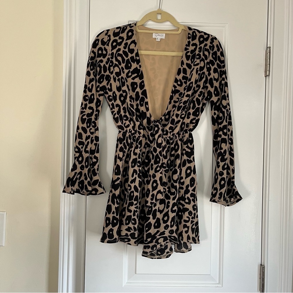 LF | Cheetah Print Tie front romper